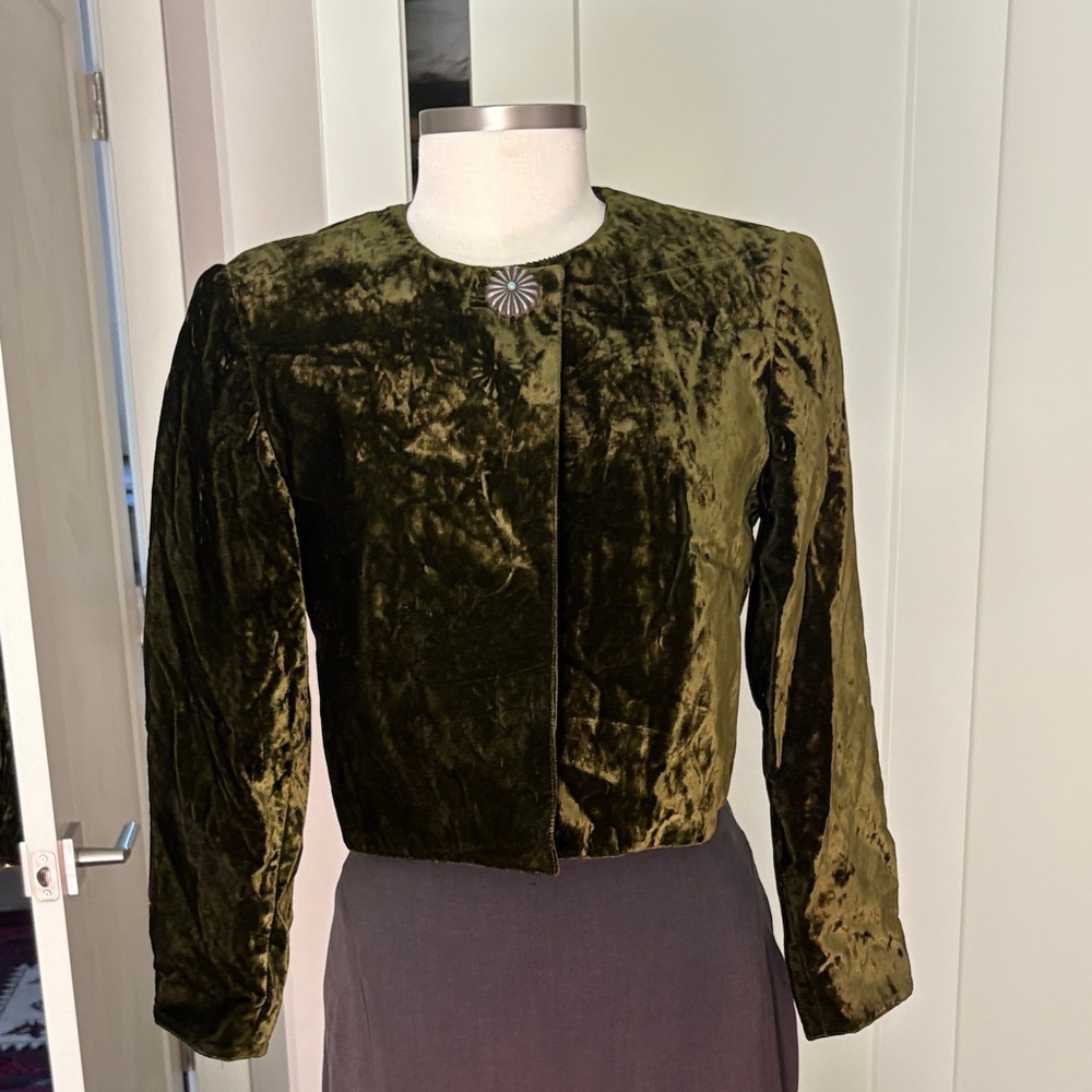 Olive Velvet Women's  crop Jacket by Double d Ranch